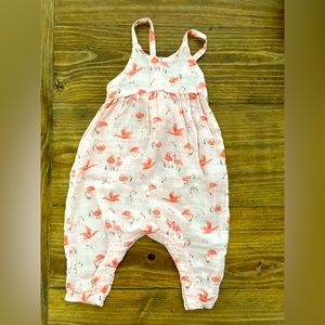 Angel Dear Flamingo Tie Back Romper SZ 12-18 months.